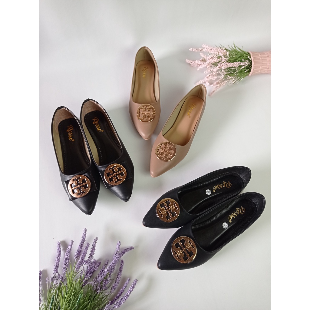 ROSSE Flatshoes Tory sepatu teplek Doff Rubber anti licin FR06 FR07 Sepatu Kantor Wanita / Sepatu Wa