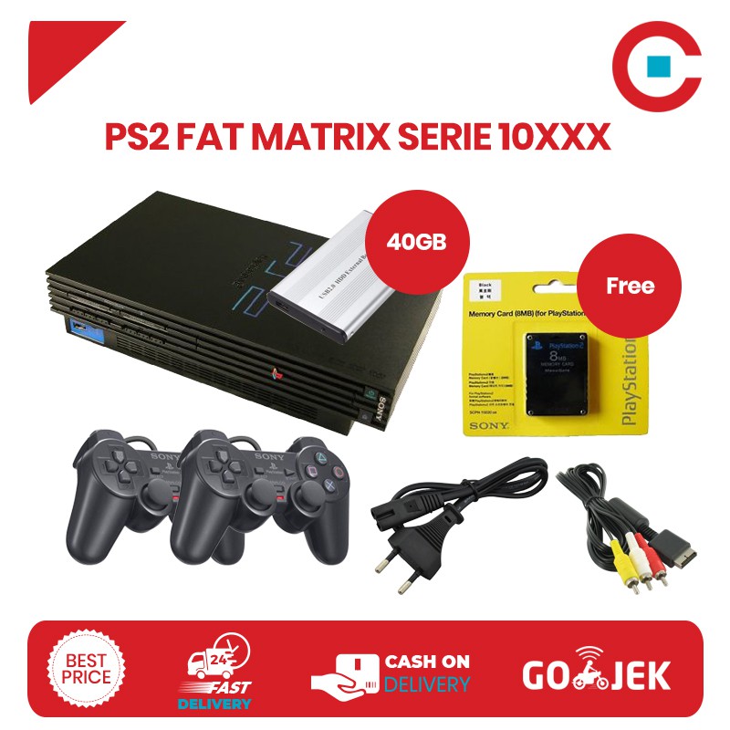 PS2 Fat Japan Seri 10xxx 40GB Hardisk External + 2 Stick Semi Ori + Free Memory Card + MC Boot