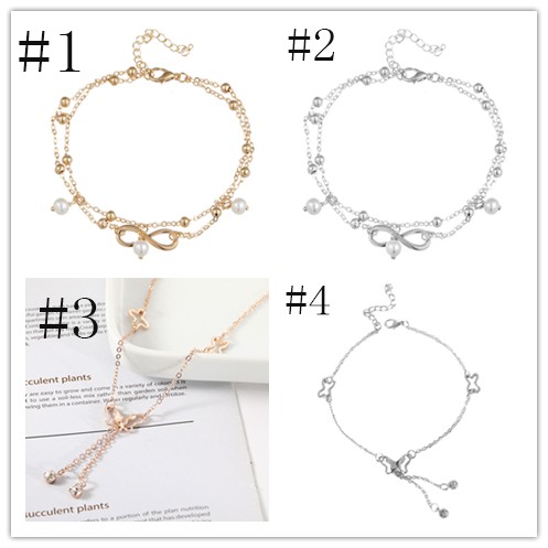 gelang kaki Korea fashion retro perhiasan temperamen mutiara Ankle Bracelet wanita