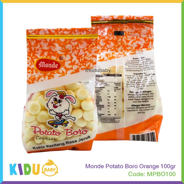 Biskuit Bayi &amp; Anak Monde Potato Boro 100gr Cemilan Anak Sehat / Kidu Baby