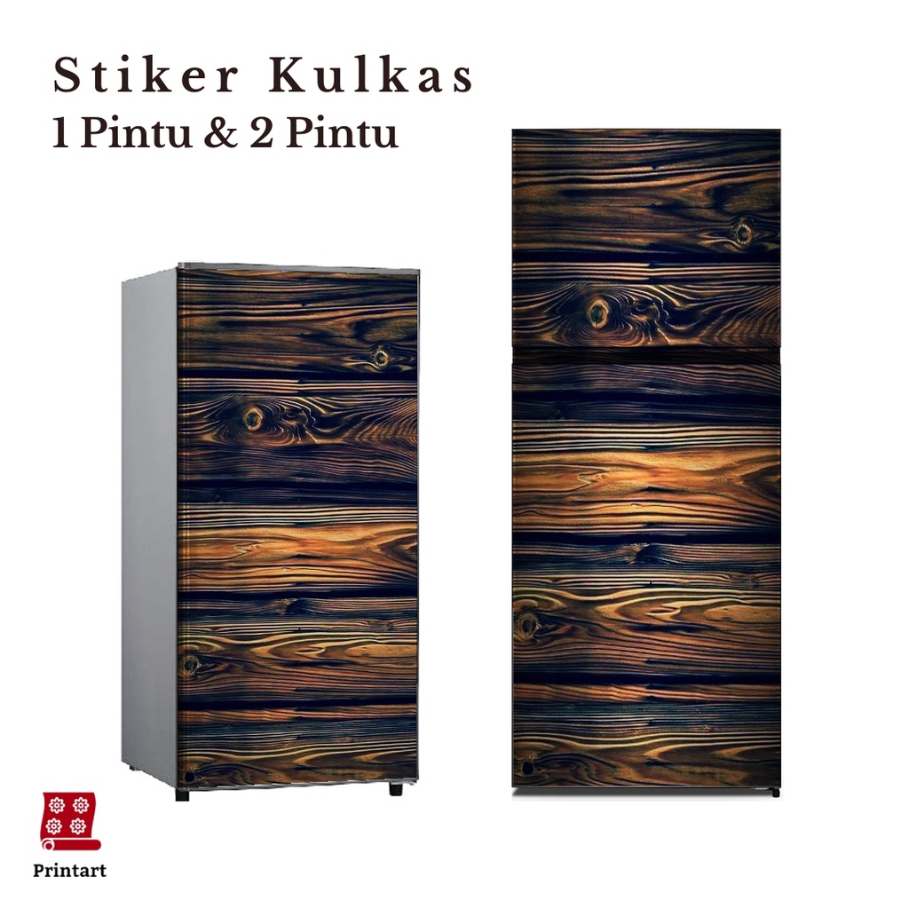 Stiker kulkas 1 pintu dan Stiker Kulkas 2 pintu motif Kayu kode WD-7 - FX