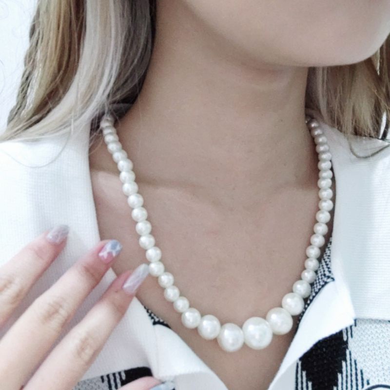 Zoey Big Pearl Necklace Kalung Mutiara Panjang Korea Jumbo