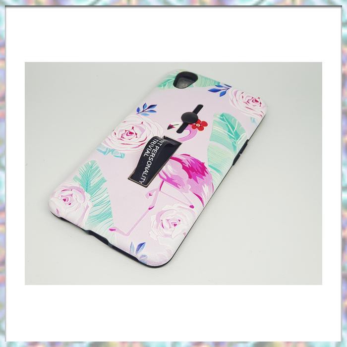 Case Oppo Karakter Custom Case Tempered Glass Oppo ~ [ Grip Standing ] Hardcase Karakter 4D For Oppo