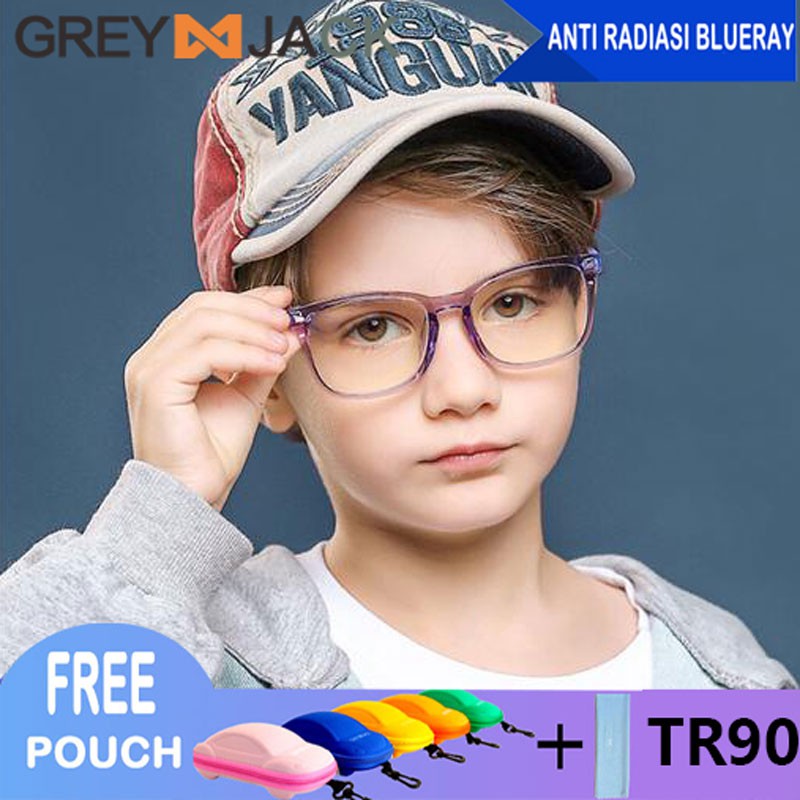 Grey Jack Kacamata Anak Remaja Lensa Anti Radiasi Blueray Komputer HP TV Fashion Anak Perempuan dan Laki-laki 8297-2