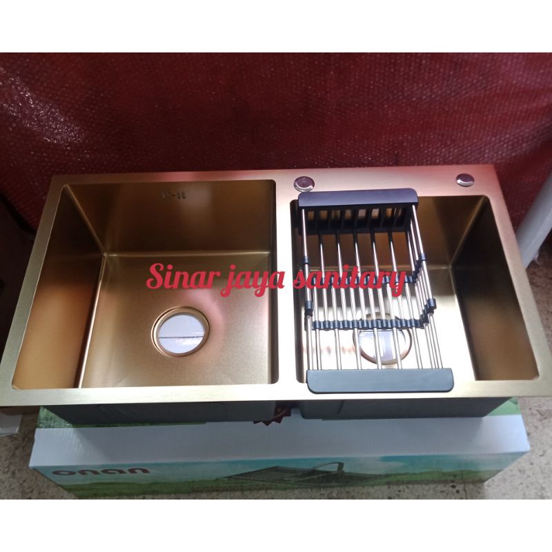 Kitchen sink minimalis ONAN GOLD stainless / Bak cuci piring Gold