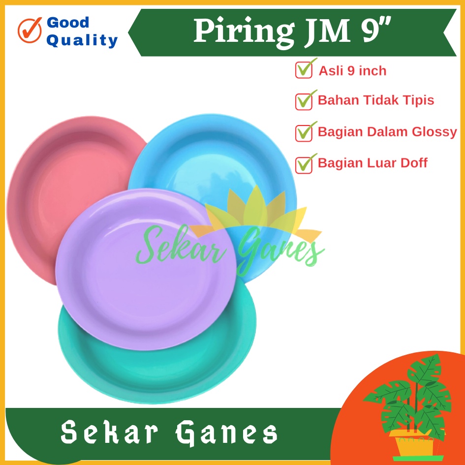 Piring Plastik JM 9 Inch Warna Biru Hijau Ungu - Piring Kecil Besar Set Makan Plastik Acara Pesta Melamin Rotan Murah - (1 pcs) Piring makan plastik ukuran 9&quot; super warna pekat murah grosir