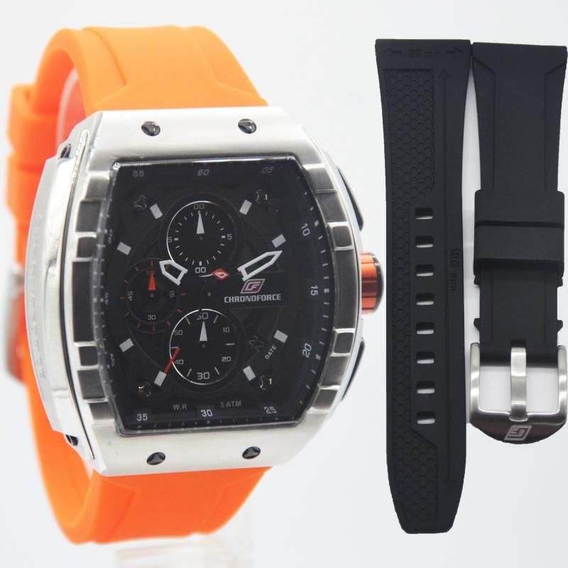 TERBARU JAM TANGAN PRIA ORIGINAL ANTI AIR CHRONOFORCE 5329MB ORANGE FREE STRAP 1PCS