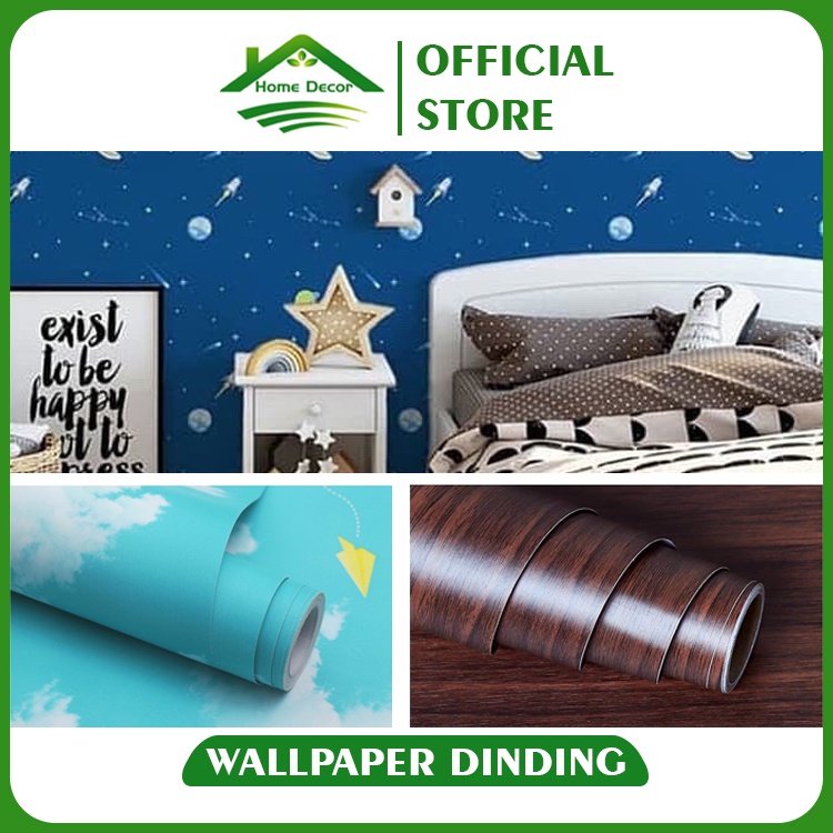 Wallpaper Dinding Ruang Tamu Wallpaper Stiker Dinding Rumah 45CMx10M / Wallpaper Dinding 3D Motif Bunga-4