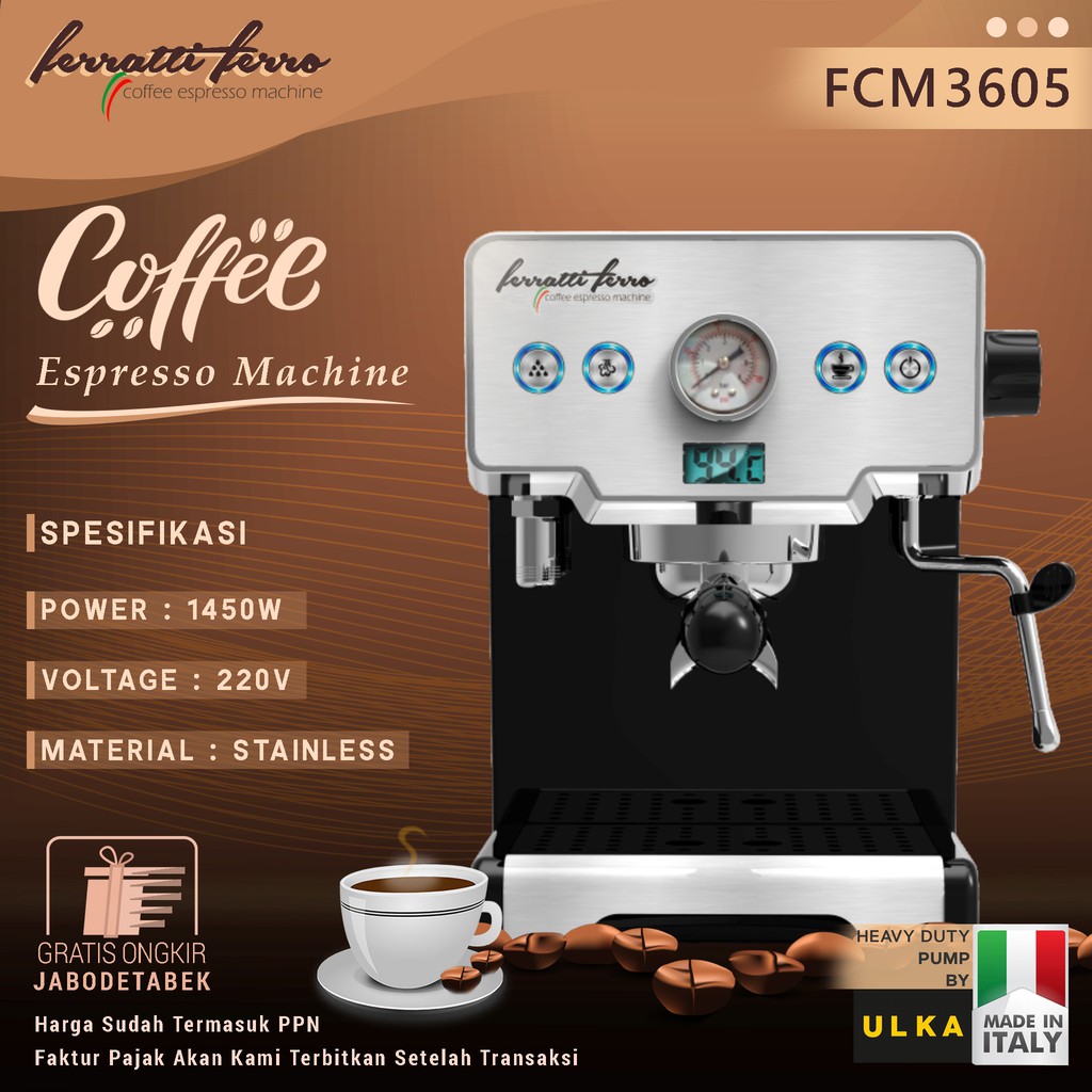  Ferratti Ferro  Espresso Machine FCM3605 Shopee Indonesia