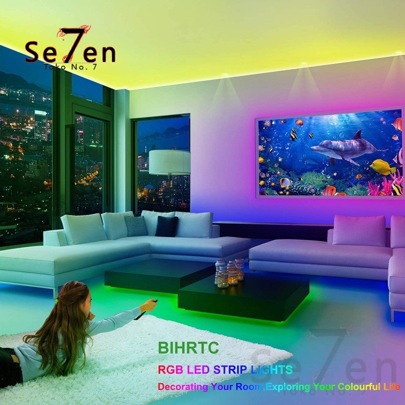 54D Led Strip RGB 5050 IP65 12V Remote 10M 2 Cabang Lengkap