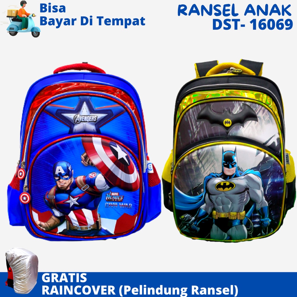 Tas Sekolah Anak SD Karakter Superhero DSTR-16069 Ukuran SD Ransel Anak Tas Anak Laki Laki