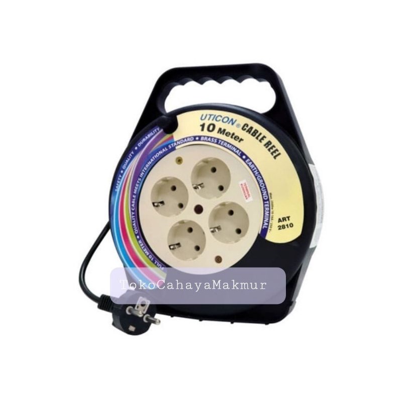 UTICON Stop Kontak 4LB Kabel Roll 10M 10Meter + Lampu Indikator CR-2810