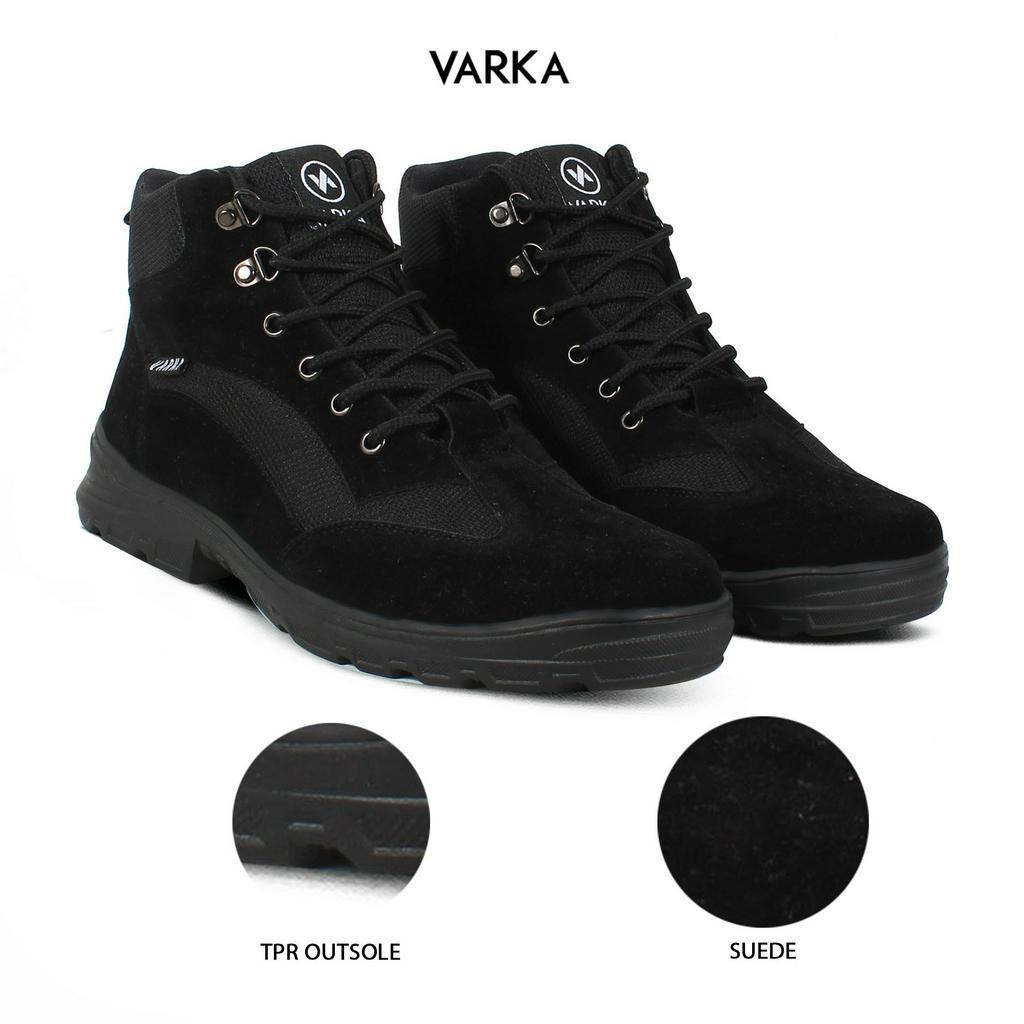 Sepatu Boots Pria V 5517 Brand Varka Sepatu Kasual Kerja Lapangan Adventure, Hangout Harga Murah Berkualitas - Hitam