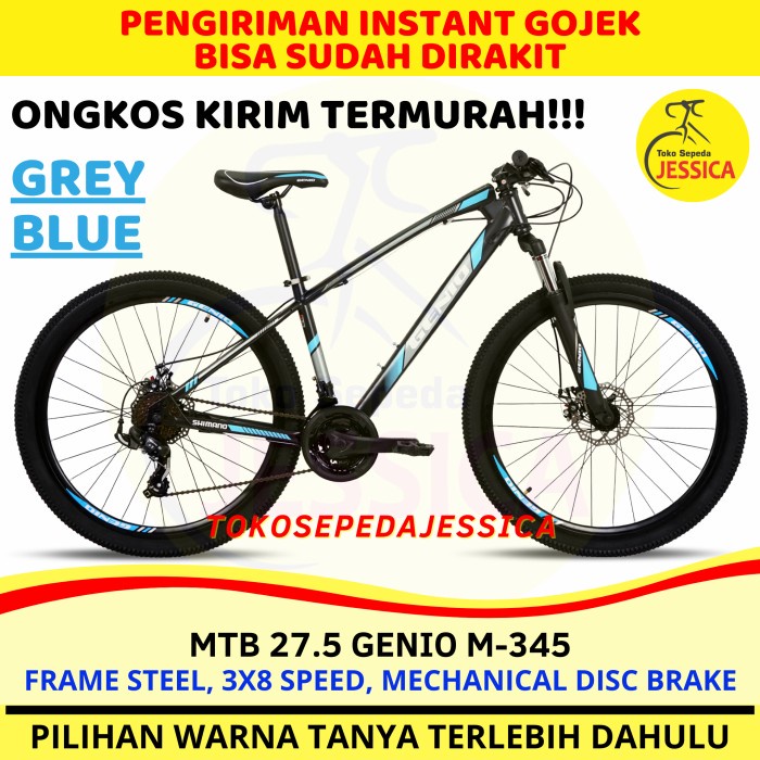 Sepeda Gunung MTB 27.5 Genio M-345 by United Bike mirip Thrill Ravage - GREY BLUE
