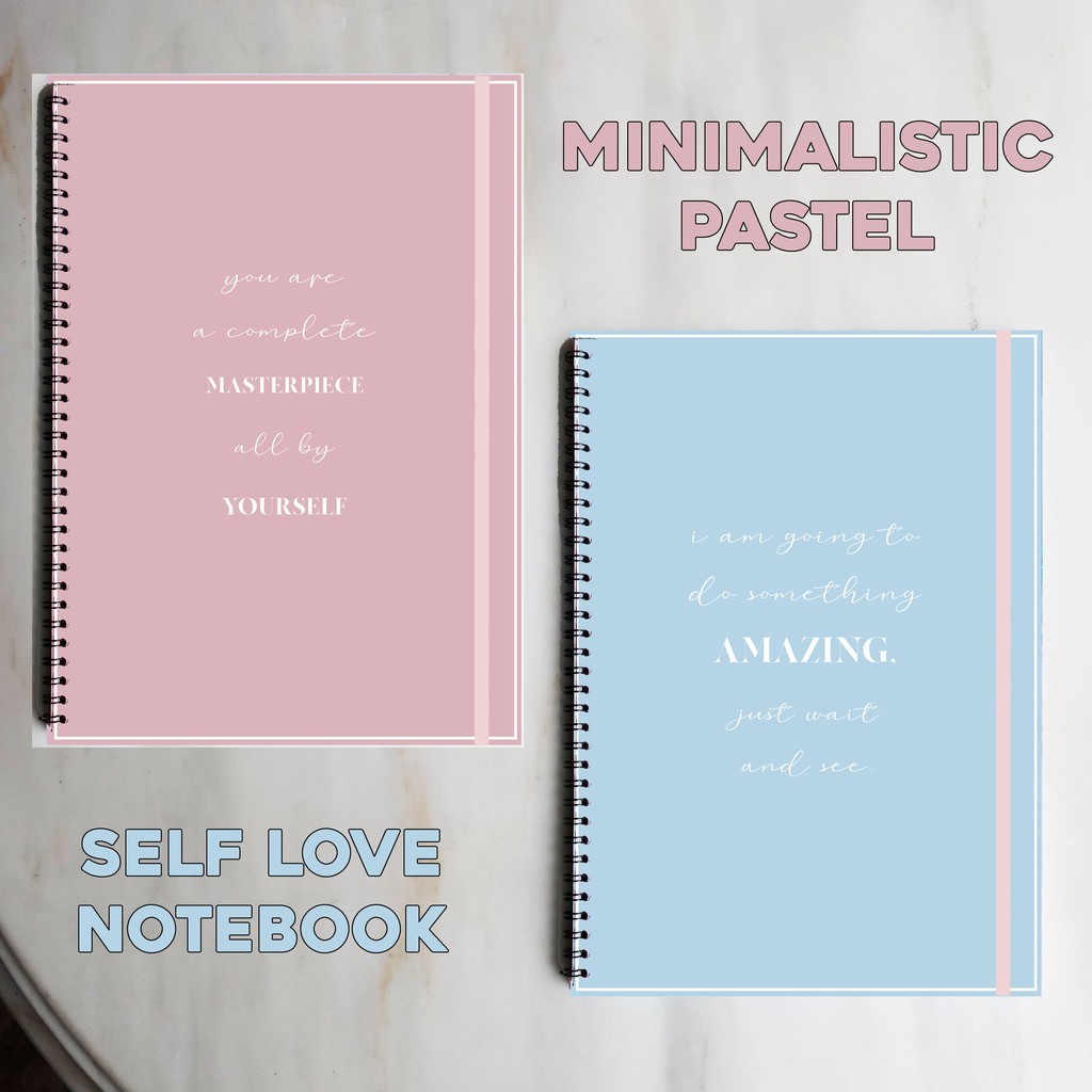 

MINIMALISTIC PASTEL SELF-LOVE Spiral Ruled Grid Dotted Notebook Diary Journal Bujo School Buku Tulis
