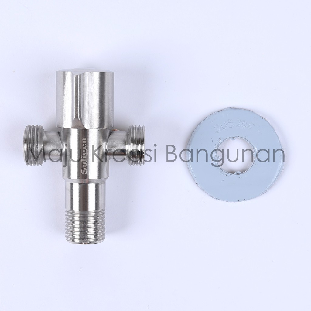 Stop Kran Kloset 2 Cabang Double Stainless Jet Shower Soligen SUS304 YG4 Kamar Mandi Model T Tee