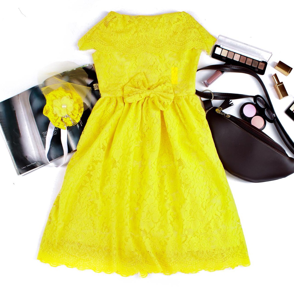 ARSY DRESS ANAK 3-4 TAHUN WARNA KUNING {READY STOK}