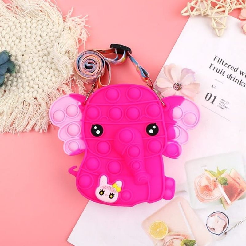 Tas pop it gajah pink