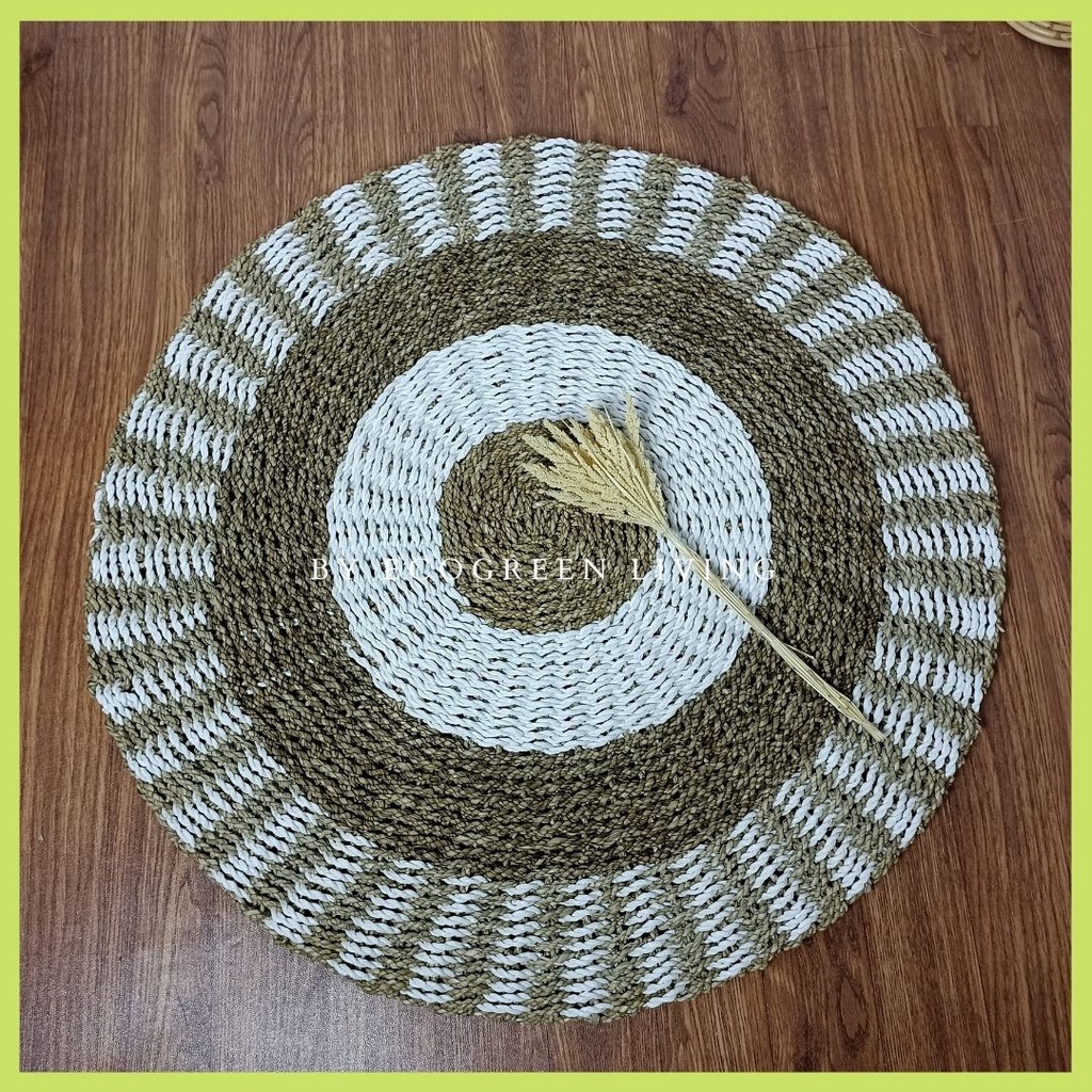 RUG SEAGRASS / KARPET BULAN / TIKAR BULAT / KARPET ANYAMAN MANTUL TERMURAH LEBAY