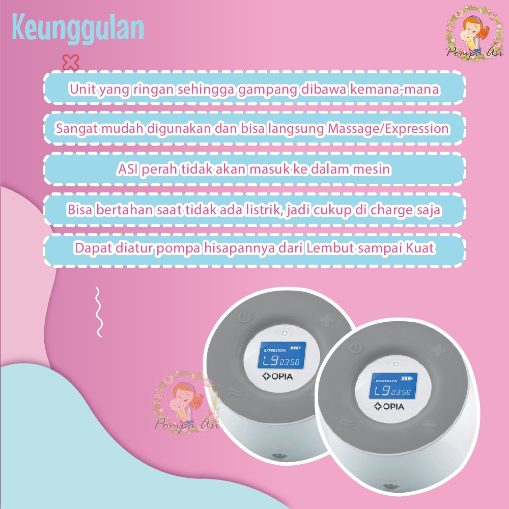 Opia Pearl Pompa Asi Breastpump Dual Pump Rechargeable Electric Perlengkapan Baby New Born By Mallpompaasi