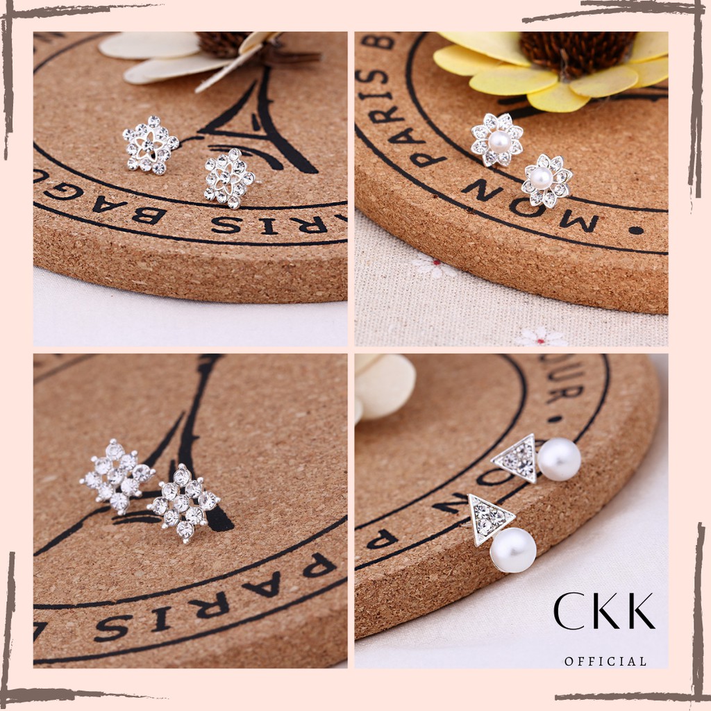 ➰CKK➰ Anting Tusuk Stud Motif  FA97 Permata dan Batu Mutiara Cantik