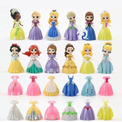 Princess Frozen Sofia Ganti Baju 12 Dress 24 Mainan Figure Set FG711