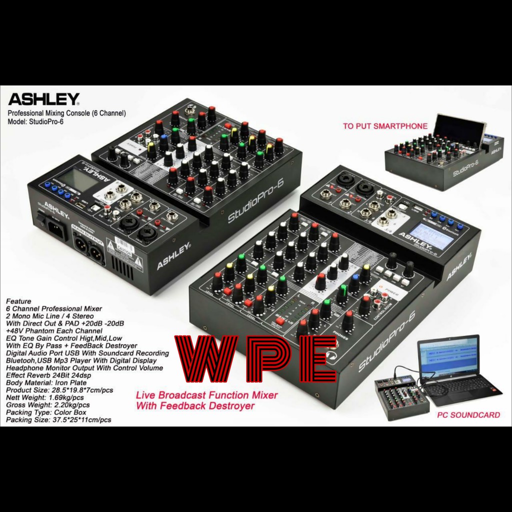 mixer audio ashley studio pro6 studiopro6 studio pro 6 (6channel)