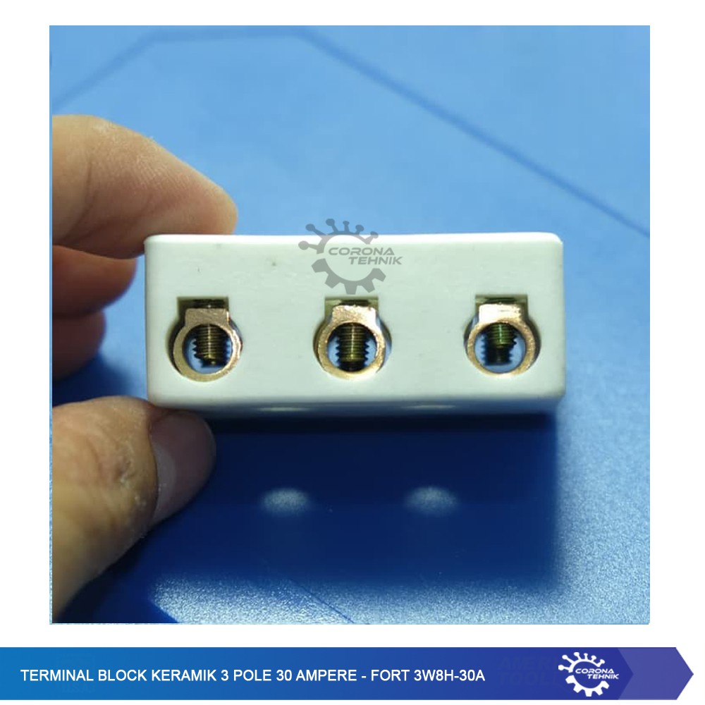 Terminal Block Keramik 3 Pole 30 Ampere - FORT 3W8H-30A