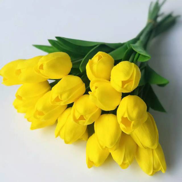  Bunga  Artificial Tulip  Palsu Kuning Hiasan Dekorasi  