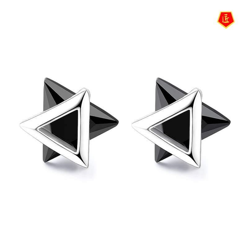 [Ready Stock]S925 Silver Mini Creative Triangle Stud Earrings