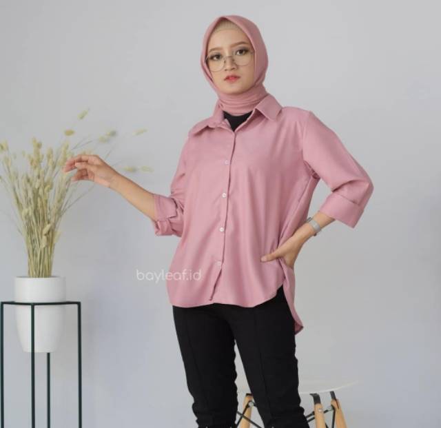 Kemeja Wanita Blouse Atasan Wanita Korea Import Murah Kekinian Lengan Panjang GI 44-4
