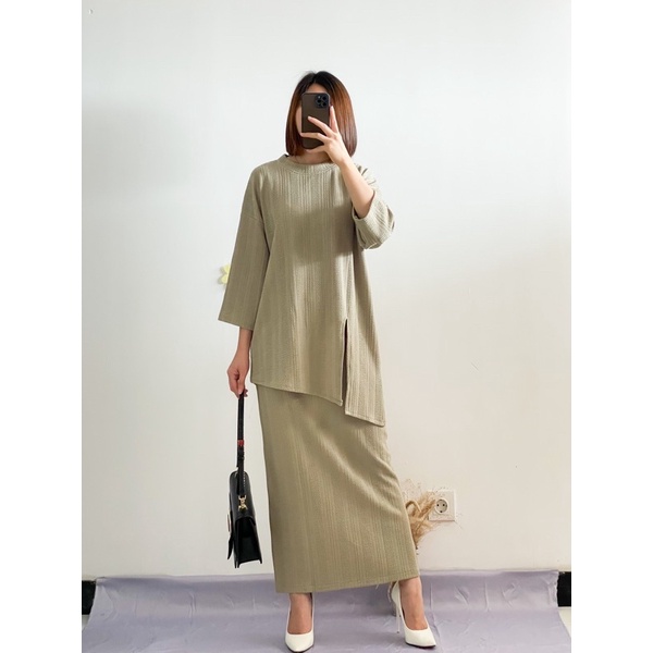 Fella Oversize Set ( PREMIUM Set Bertekstur model Oversize)-Sage (New)