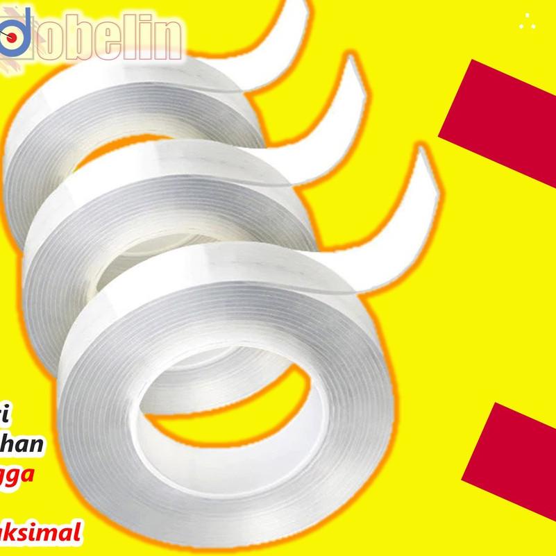 

♟ Selotip Isolasi Double Dobel Nano Tip Tape Dinding Bening Lakban Super Kuat 3M Tanpa ◌