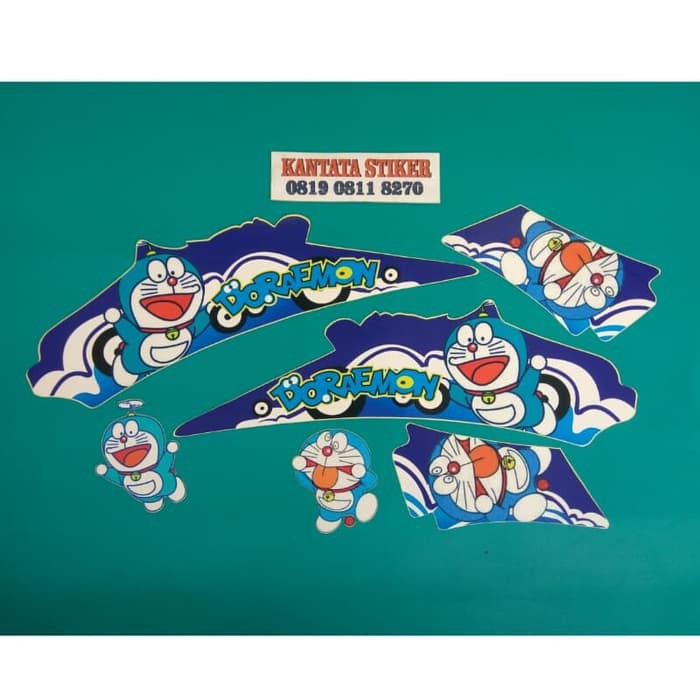 promo Stiker / striping motor fino karbu doraemon biru