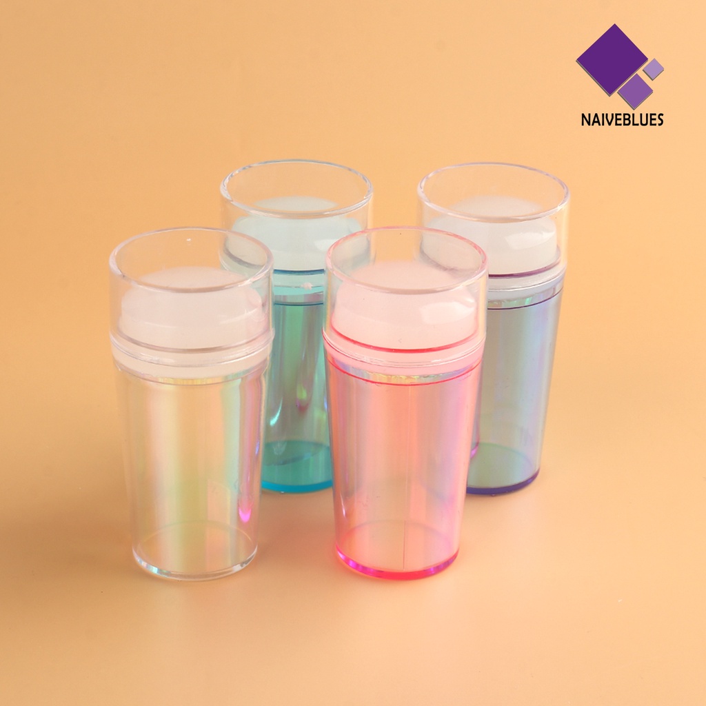Naiveblue 1 Set Stempel Kuku Bulat Bahan Silikon Transparan Dapat Dipakai Ulang