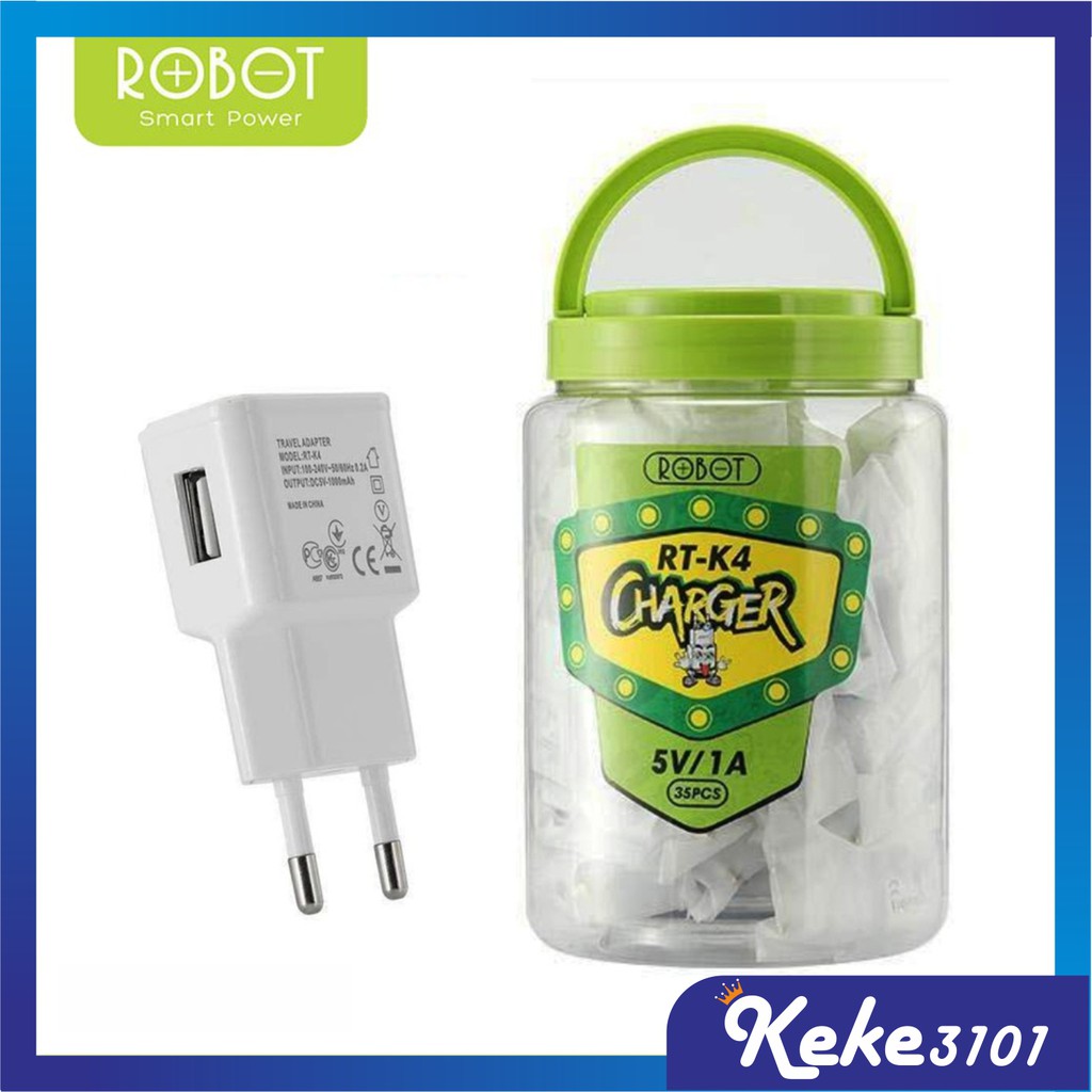 Batok Casan Ori Travel Charger Adapter Robot Original RT-K4