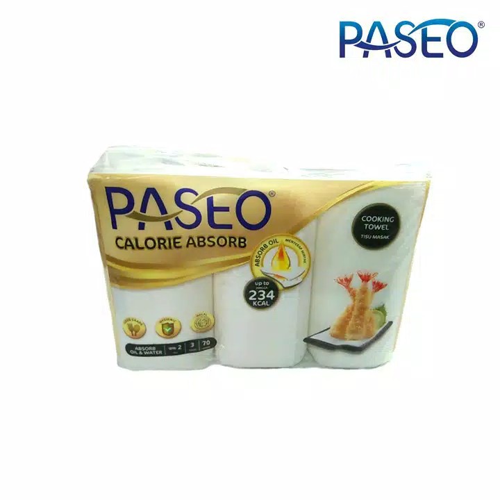 Paseo Calorie Absorbs Cooking Towel Roll White Emboss 70 sheet x 3 Rol