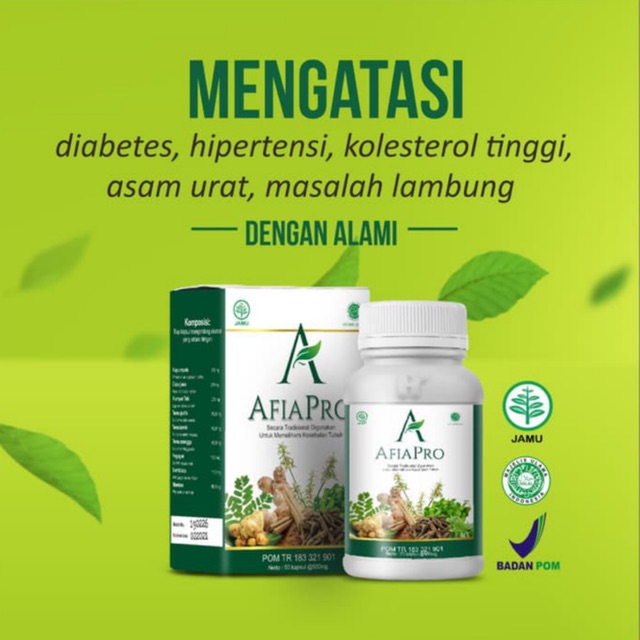 

AfiaPro herbal asli 100%/suplemen herbal kronis atasi diabetes,darah tinggi,asam urat & asam lambung
