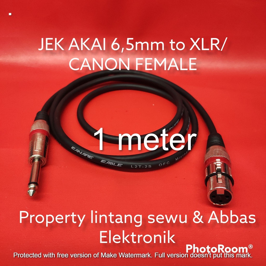 KABEL MIC JEK AKAI 6.5MM TO XLR CANON FEMALE 1 METER