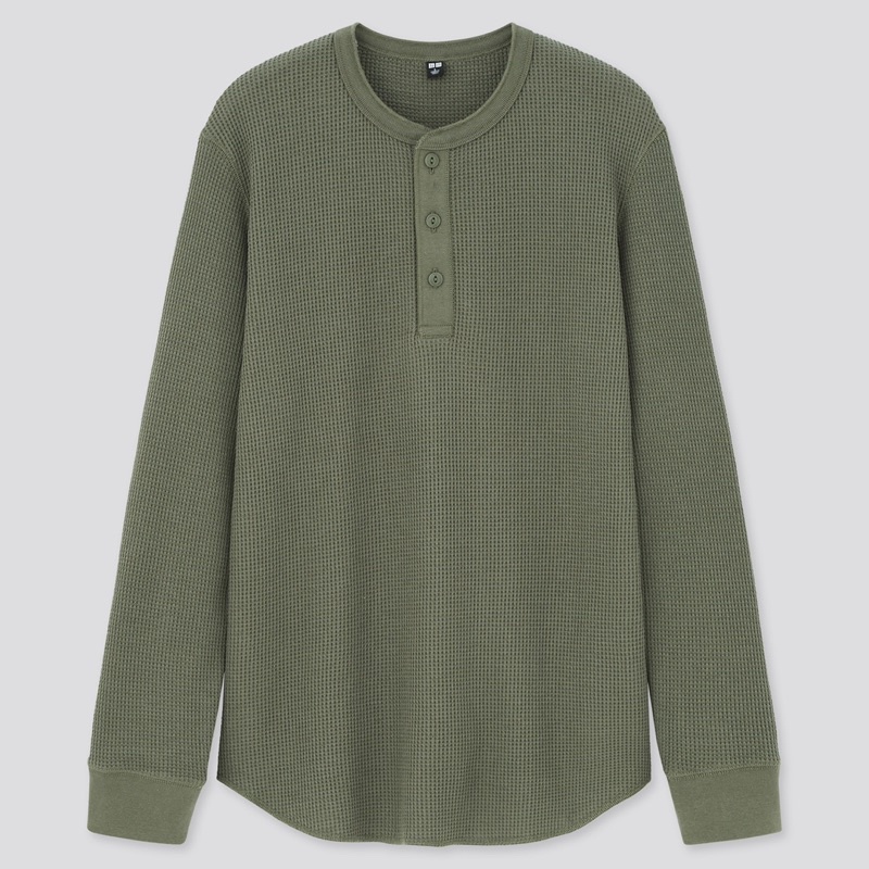 UNIQLO Waffle Henley Long Sleeve Shirt-4