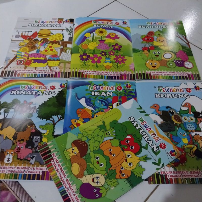 

Buku Mewarnai / Buku Belajar Mewarnai, Membaca dan Menulis