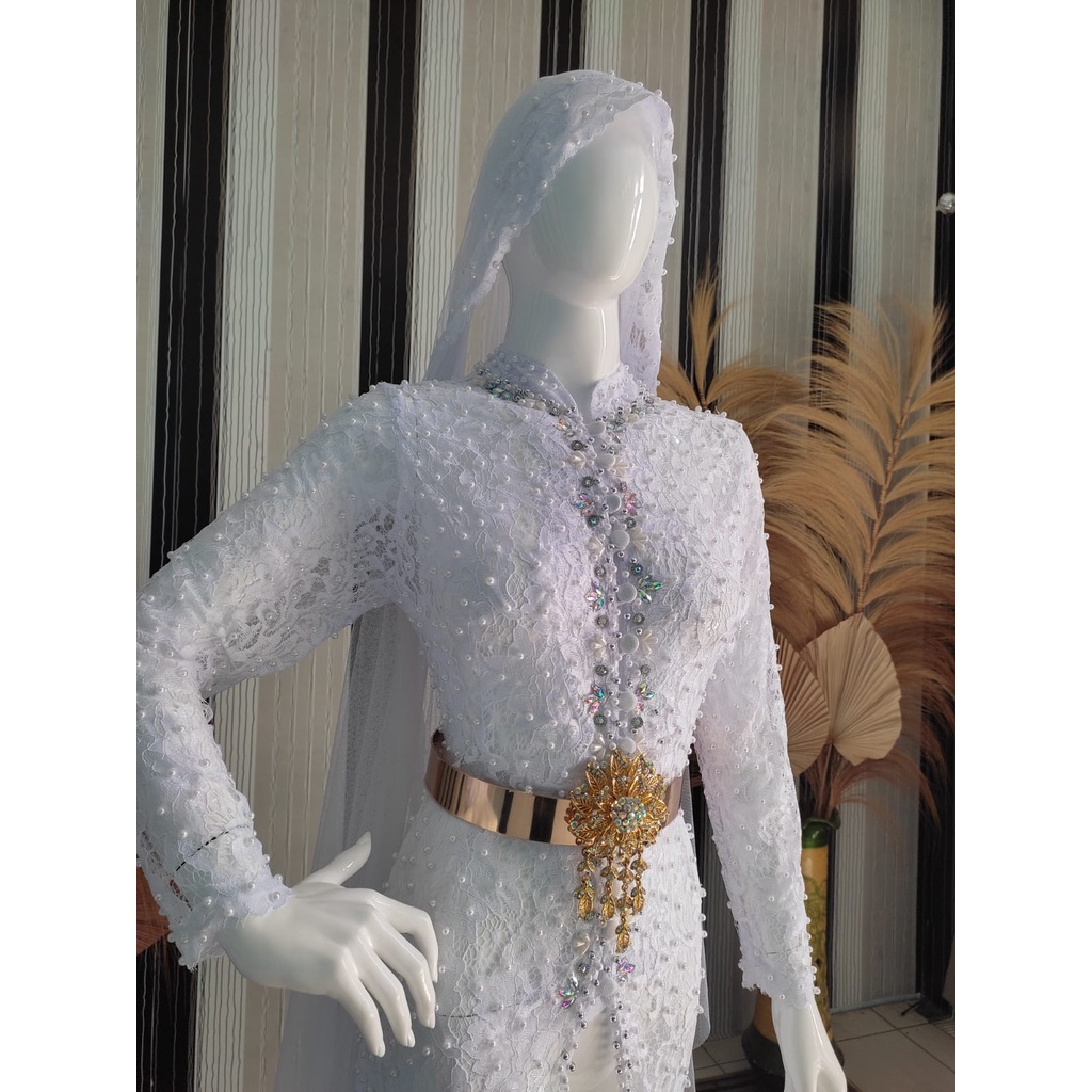 kebaya akad kancing depan ngekor - tabur mutiara