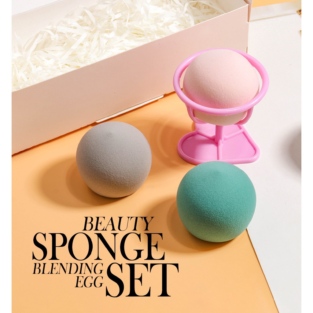 (READY &amp; ORI) O.Two.O Otwoo 3 In 1 Beauty Blender Sponge Blending Make Up Egg Set  - 9937