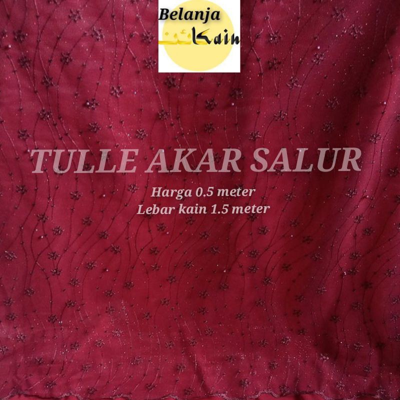 KAIN TILE AKAR SAPUAN MOTIF SALUR BAHAN KEBAYA BROKAT TILE