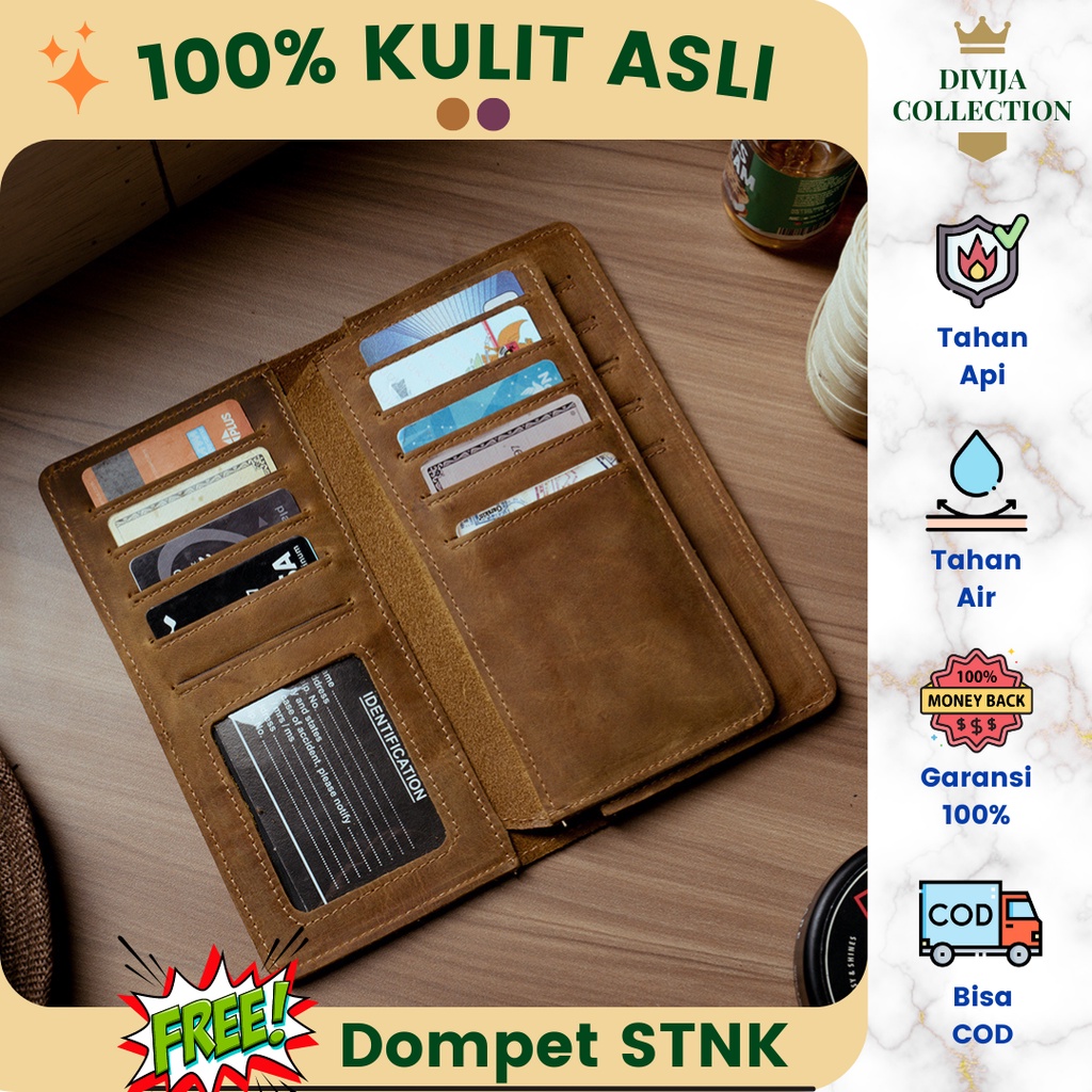 Dompet Pria Panjang Lipat Kulit Sapi Asli Premium Original Lokal Branded Terbaru Mewah Crazy Horse A
