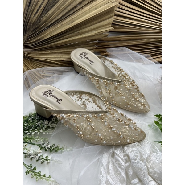 RAFAIZOUTFIT SEPATU wedding shoes -sepatu wanita YESIKA gold tinggi 5cm tahu