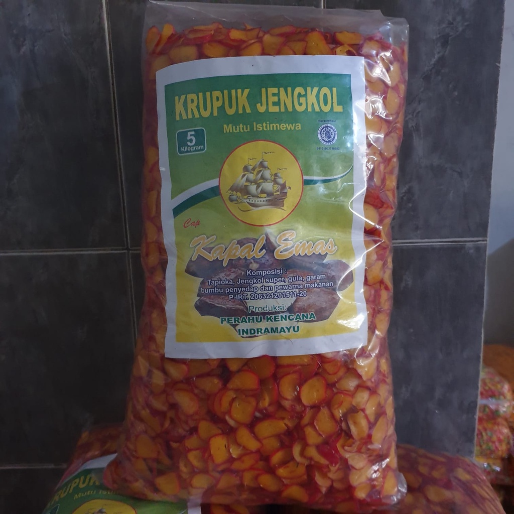 [Bal] Kerupuk Krupuk Mentah Jengkol Warna Hijau Hitam Merah Mutu Istimewa Cap Kapal Emas isi 5kg - JK**