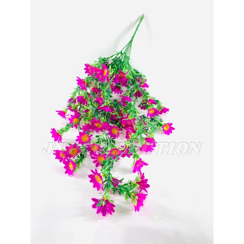 Jnpcollection Tangkai Bunga Palsu/Plastik Rambat Aster Ungu Sari Kuning Artificial Daun Imitasi Hias