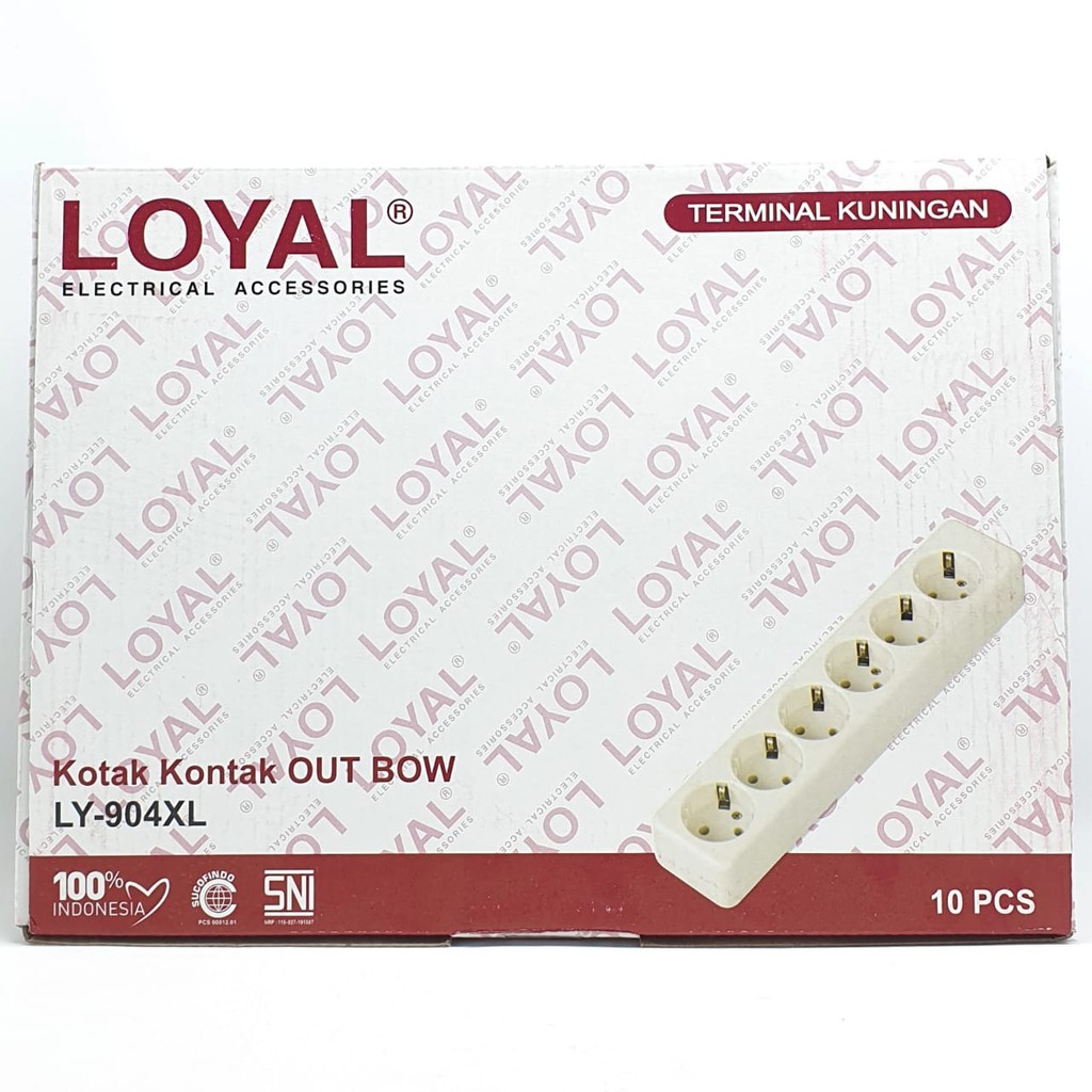 @10 Pcs (1 Kotak) LY-904XL Loyal 6 Lubang (Tanpa Led &amp; Kabel) / Stop Kontak Arde 6L / OB Stop Kontak