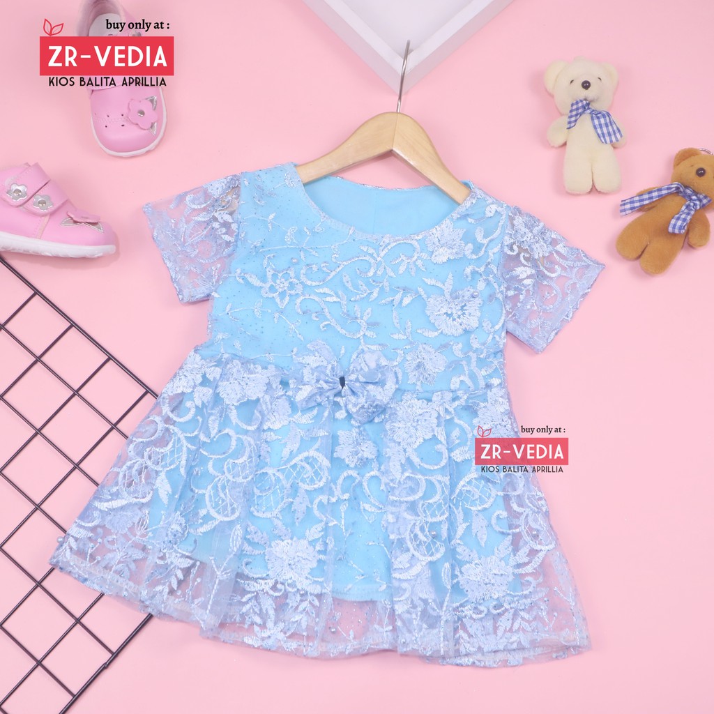 Dress Icha Brukat uk 6-12 Bulan / Gaun Brukat Pesta Baju Import Baby Cewek Dres Brokat Anak Perempuan